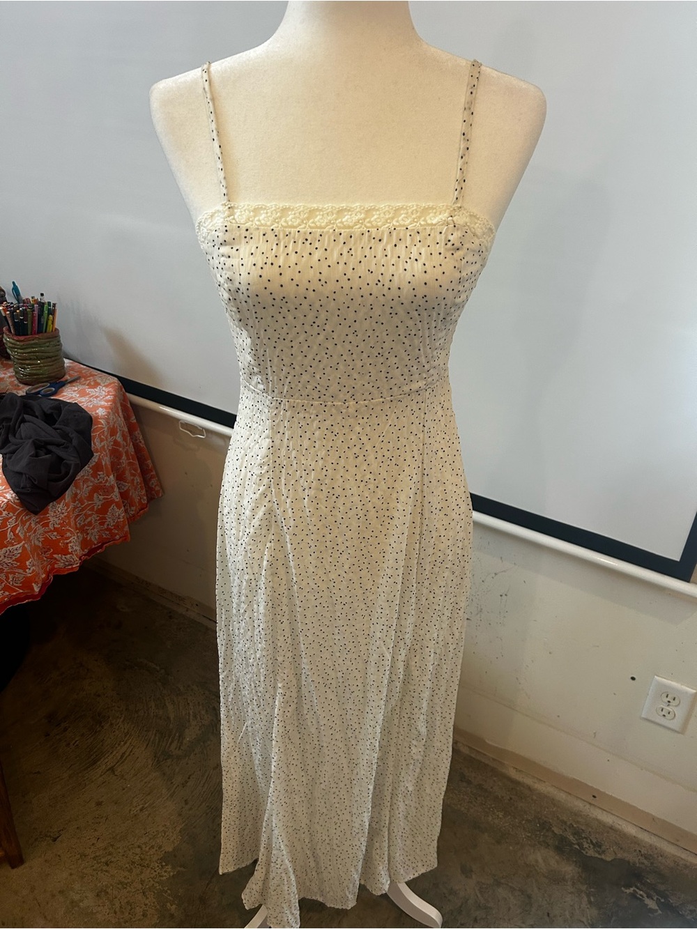 Dizzy Cream Maxi Dress with Black Polka Dots